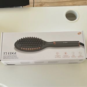 NIB T3 Edge Heated Smoothing & Straightening Styling Brush Graphite/Rose Gold